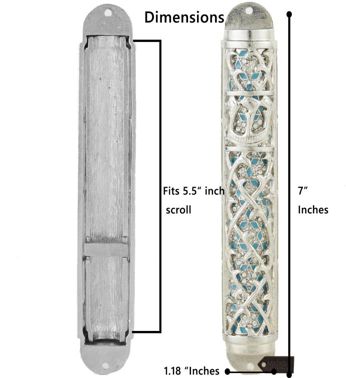 Hand Painted Mezuzah Embellished With Hebrew Shin